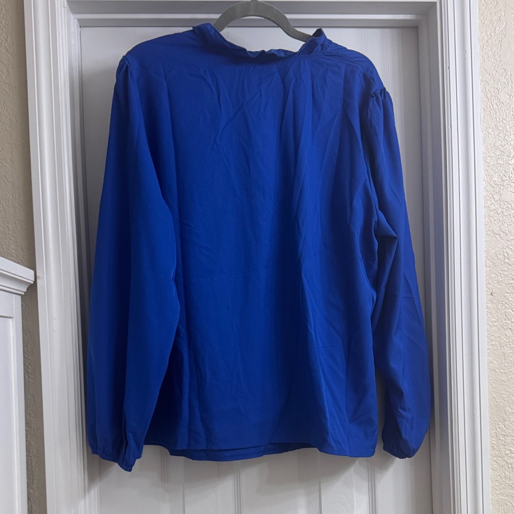 Vibrant Blue Ruffled Blouse - Picture 3 of 3